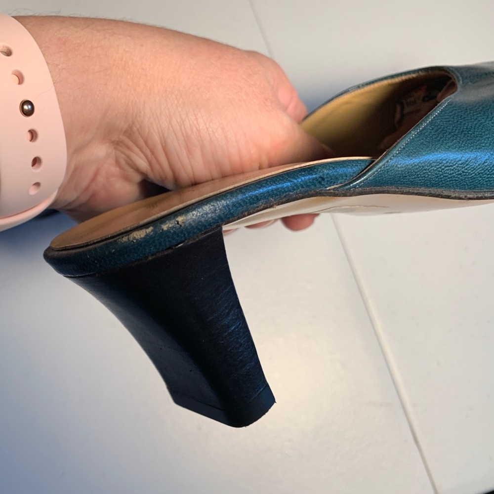 Leonardo Retro Green Leather Slides, 38 - Picture 6 of 7